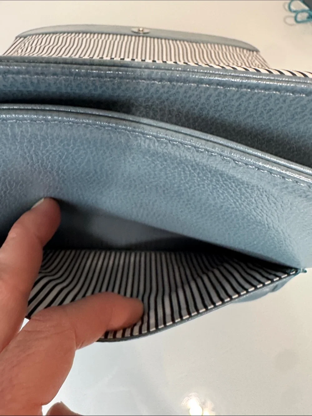 P. Sherrod & Co dusty blue leather crossbody bag